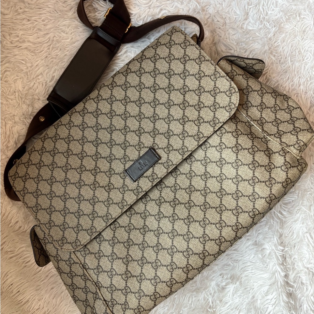 GG Supreme canvas diaper bag